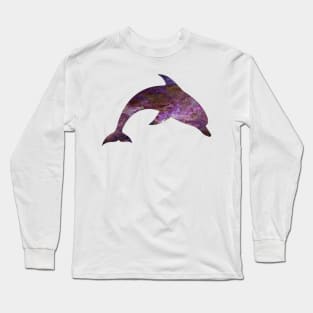 Pink Purple and Green Psychedelic Dolphin Long Sleeve T-Shirt